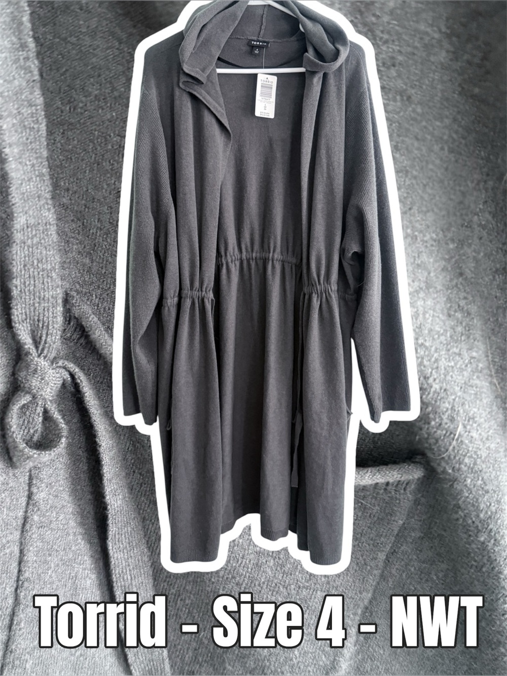 Torrid Charcoal Hooded Open Cardigan